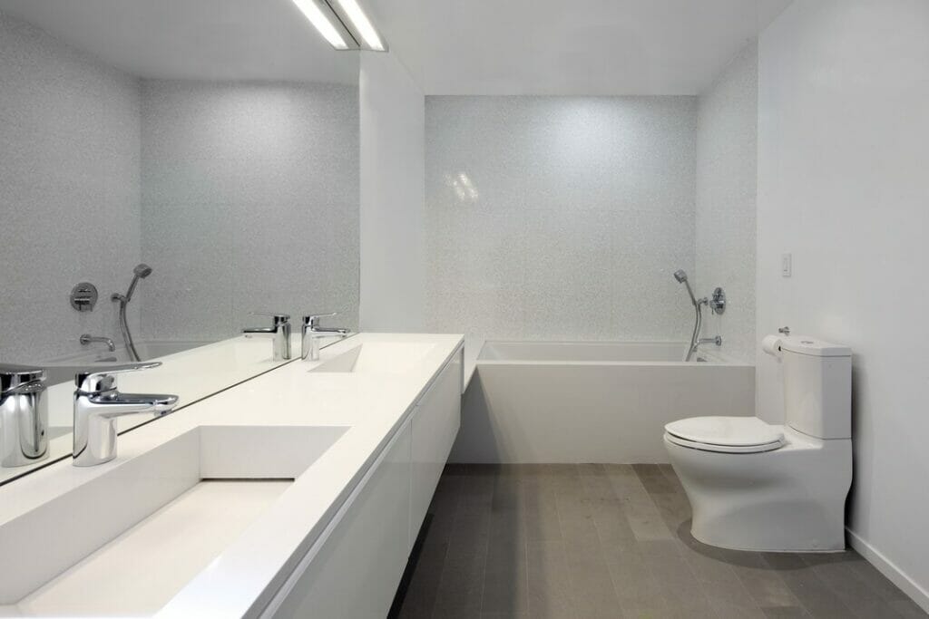 Modern Bathroom in Caesarstone 1141 Pure White